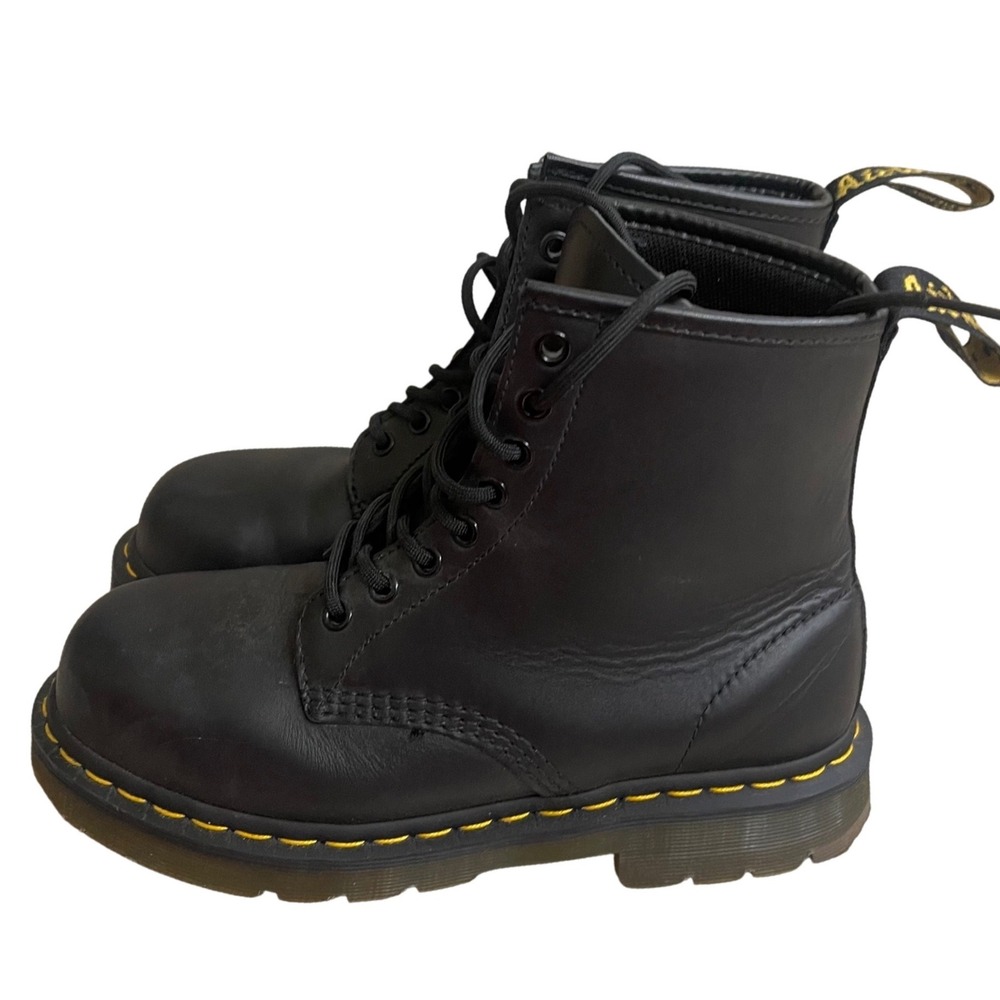 Dr Martens Black Leather Steel Toe Work Boots Lace Up Ankle Combat Boots L8/M7